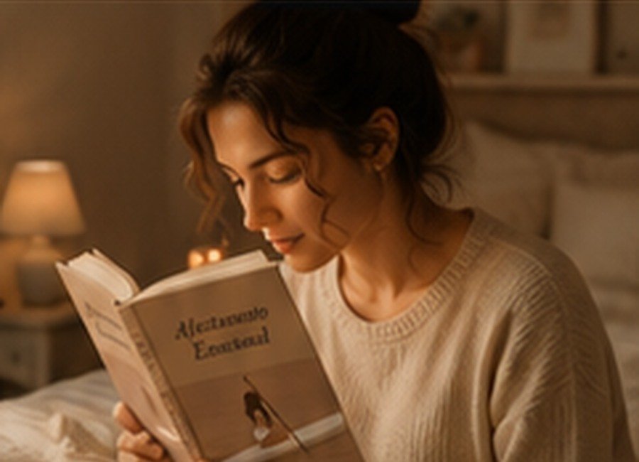 Leitora usando o Livro Oficial Afastamento Emocional