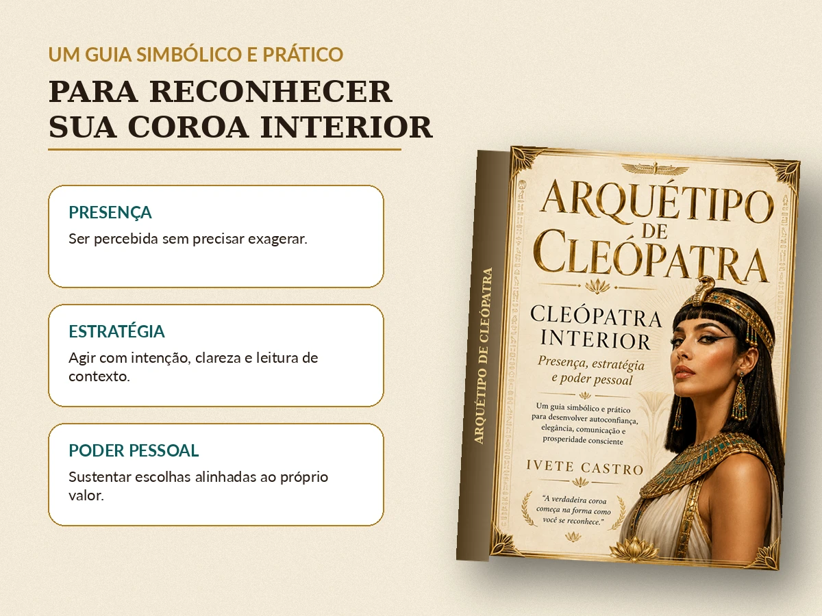 Livro Arquétipo de Cleópatra em apresentação premium com presença, estratégia e poder pessoal