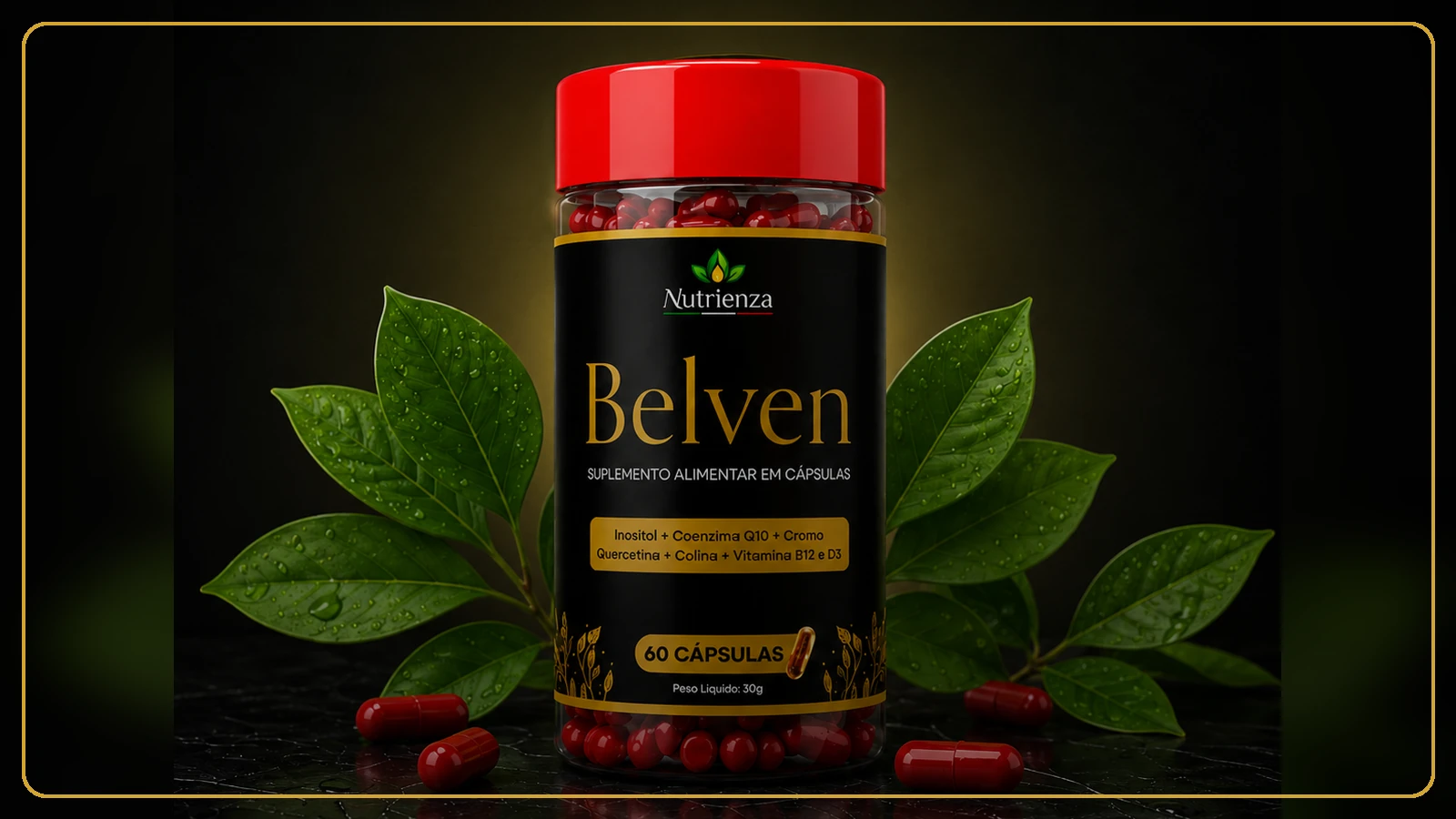 Belven suplemento alimentar em cápsulas com frasco de 60 cápsulas