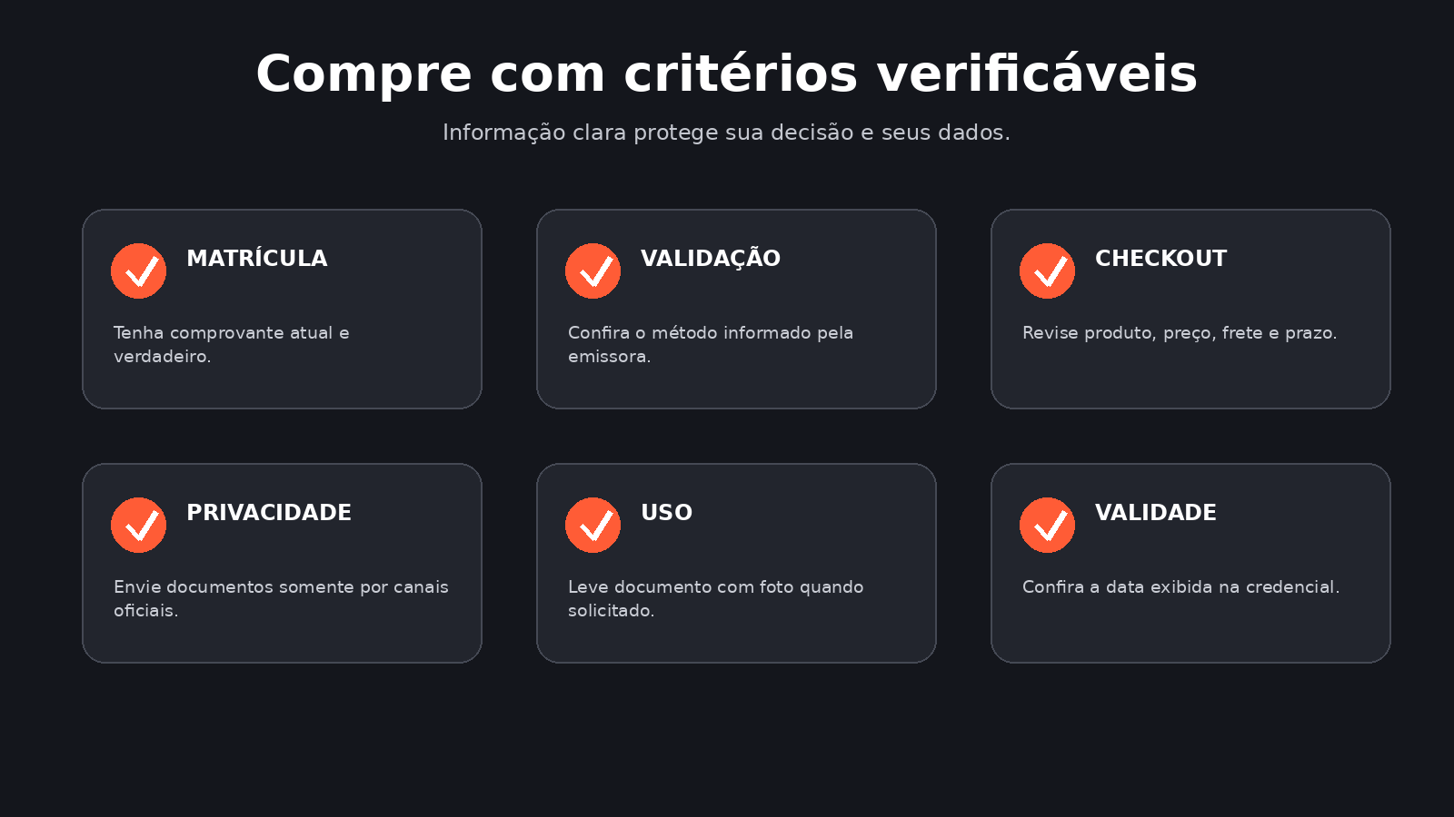 Checklist de segurança para solicitar Carteirinha Nacional do Estudante