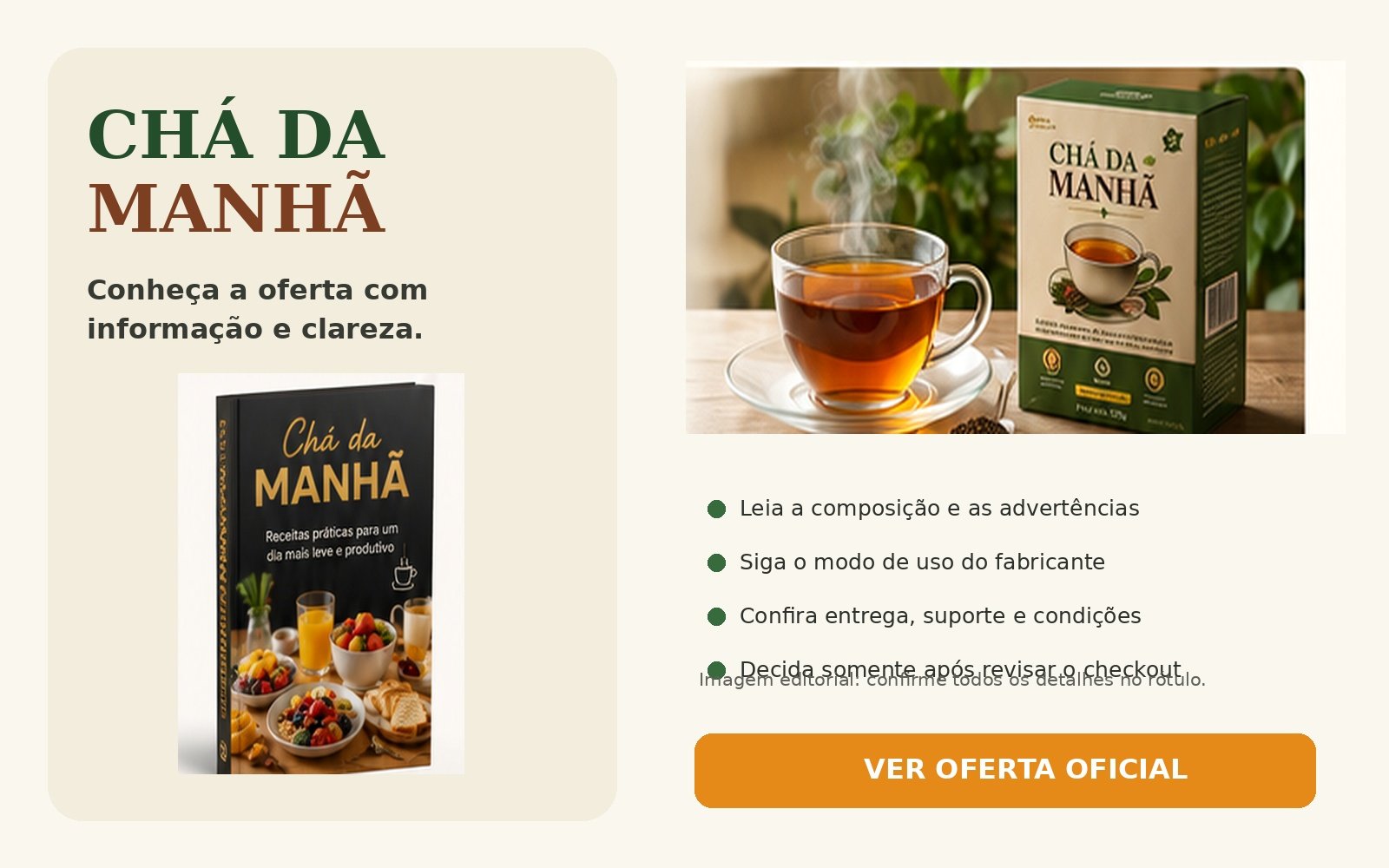 Chá da Manhã em composição premium para consulta da oferta
