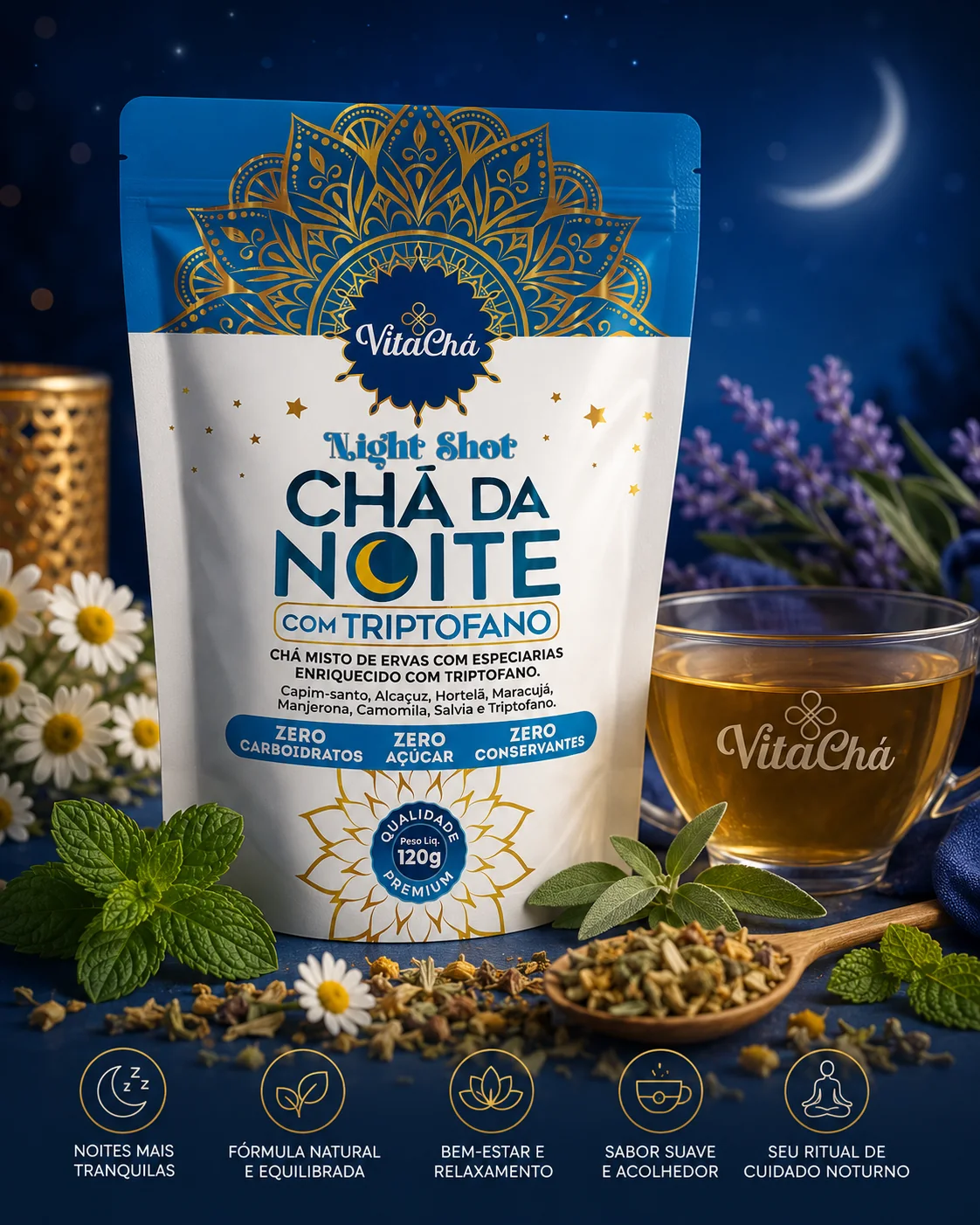 Chá da Noite VitaChá Night Shot com triptofano