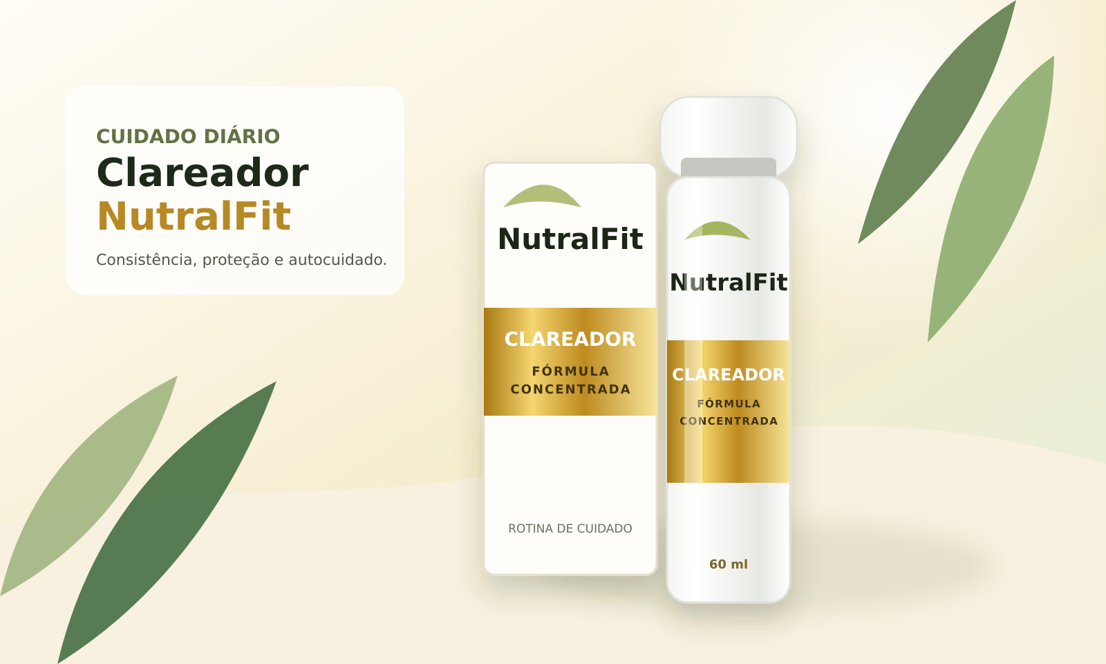Clareador NutralFit em embalagem branca e dourada