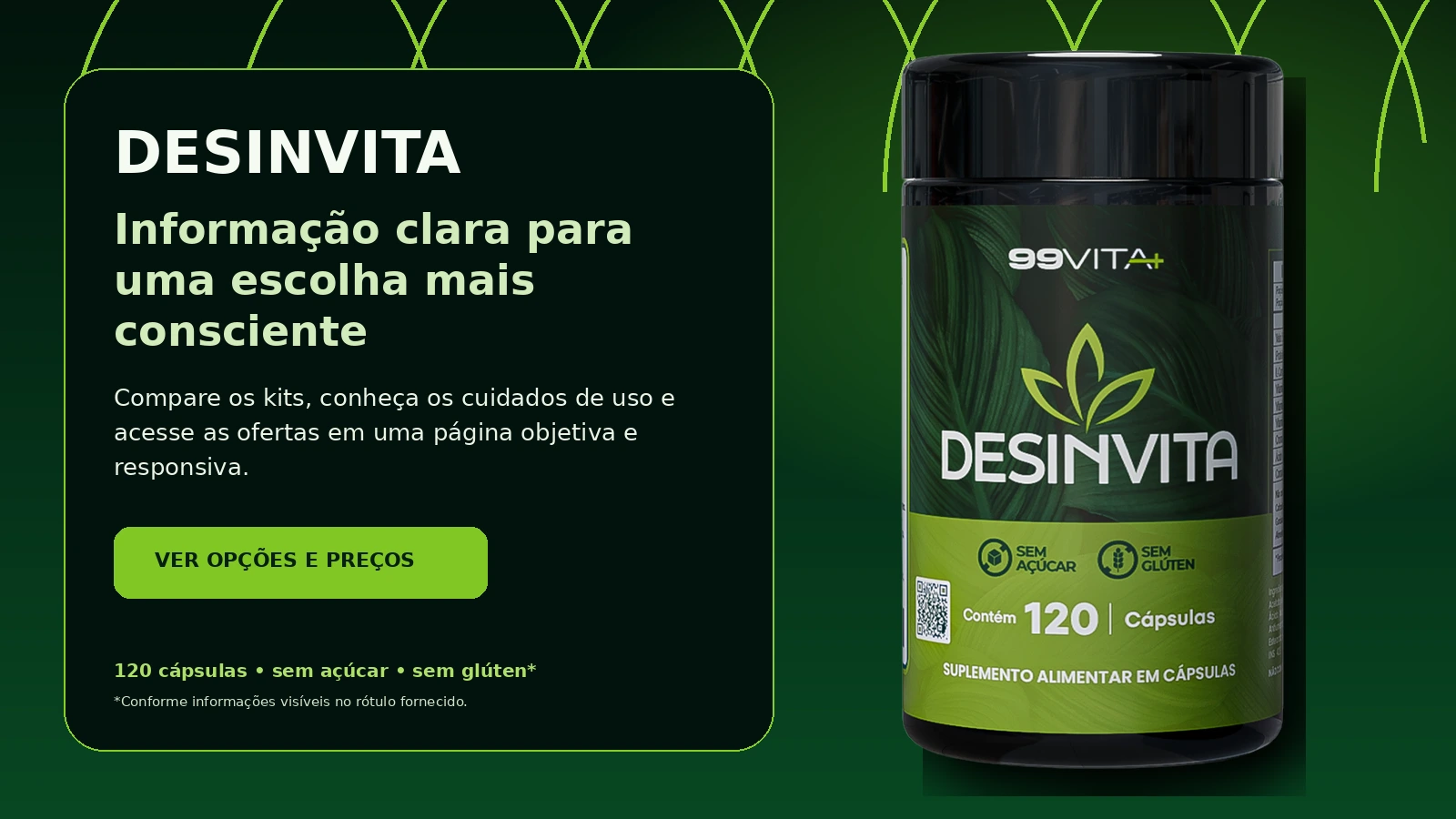 Desinvita suplemento alimentar em cápsulas — página premium
