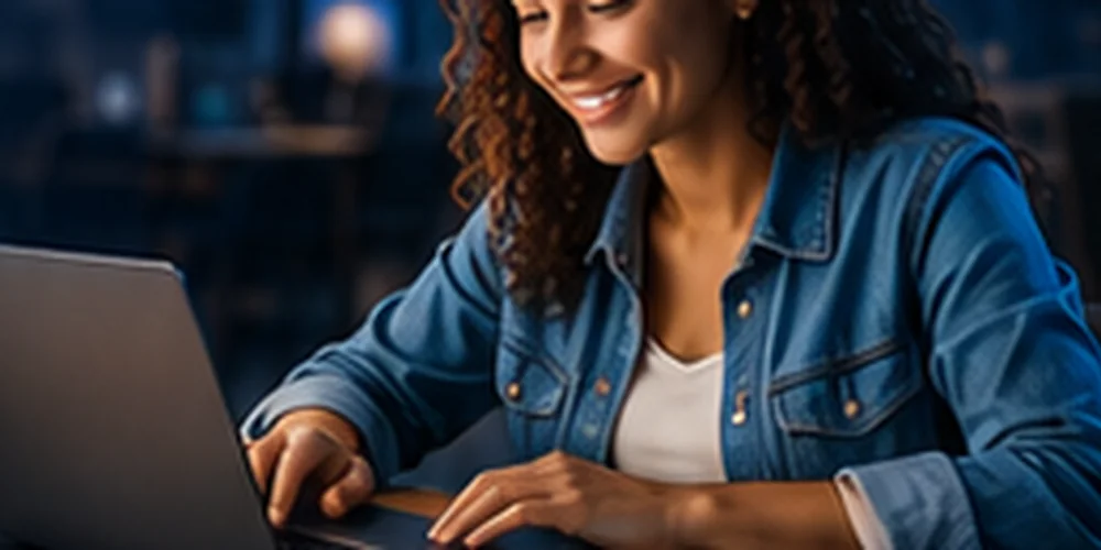 Aluna estudando o Curso de Inteligência Artificial Expert Cursos no computador