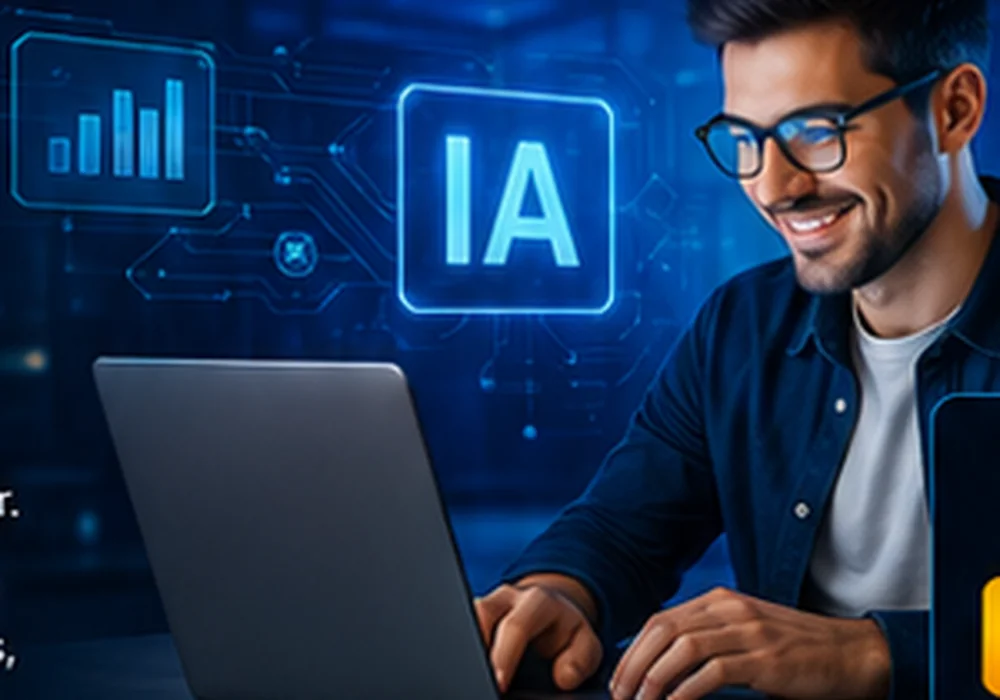 Profissional utilizando ferramentas de inteligência artificial do Curso de Inteligência Artificial Expert Cursos