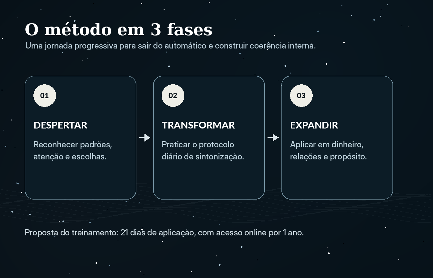Fundamentos da Sintonização em três fases Despertar Transformar e Expandir