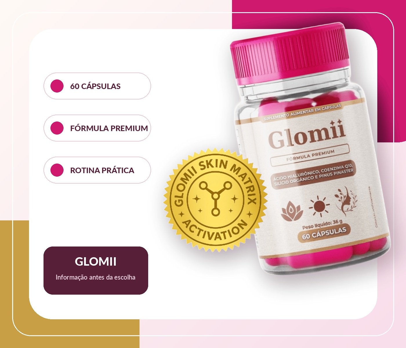 Glomii fórmula premium com frasco de 60 cápsulas