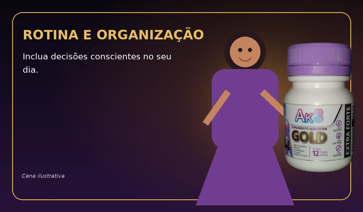 Cena ilustrativa de pessoa incluindo GOLD AK3 EXTRA FORTE na rotina