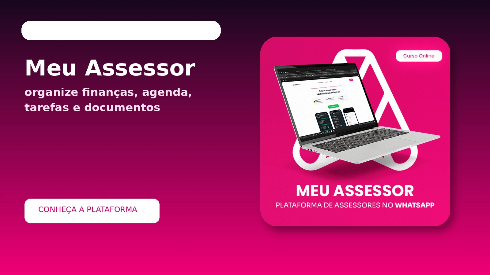 Meu Assessor plataforma de assessores no WhatsApp em notebook e celular