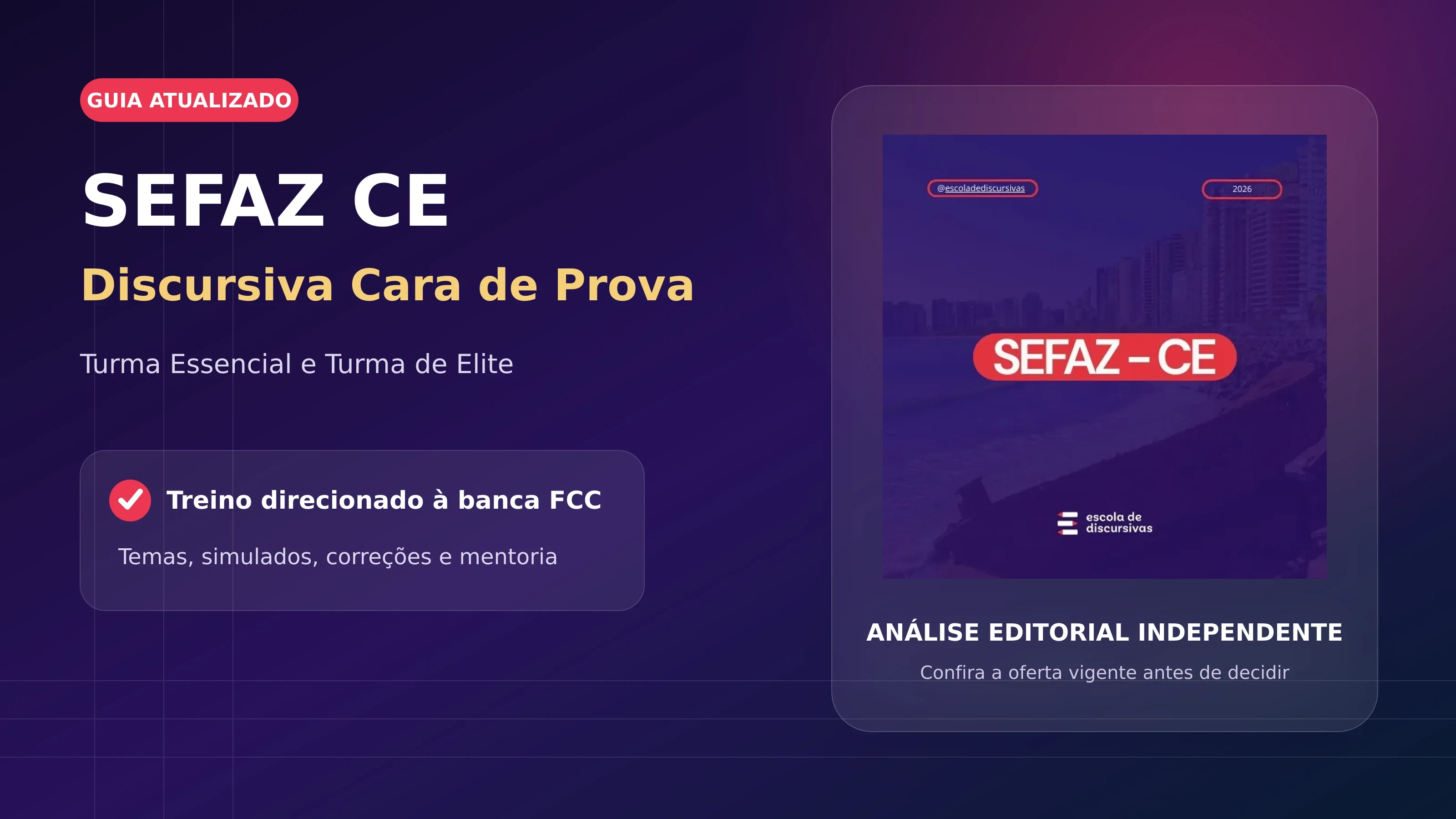 SEFAZ CE Discursiva Cara de Prova com capa oficial e preparação focada na FCC