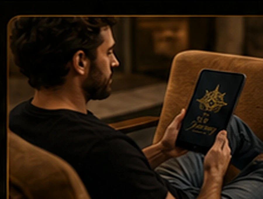 Pessoa acessando The New Journey no tablet